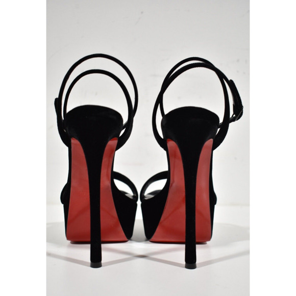 Christian Louboutin Loubi Queen Alta 150 Black Ankle Strap Sandal Heel Pump 40 - Picture 11 of 12